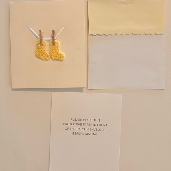 Yellow Baby Booties Card Greeting Card - Picture 1 of 7